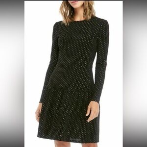 Michael Kors Black and Gold Dot Tiered Dress